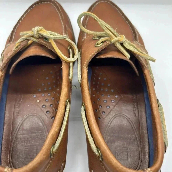 Speery Top-Sider Gold 2-Eye Lace Up Men's Boat Shoe Size 8M Tan Moccasin Leather - Picture 11 of 11
